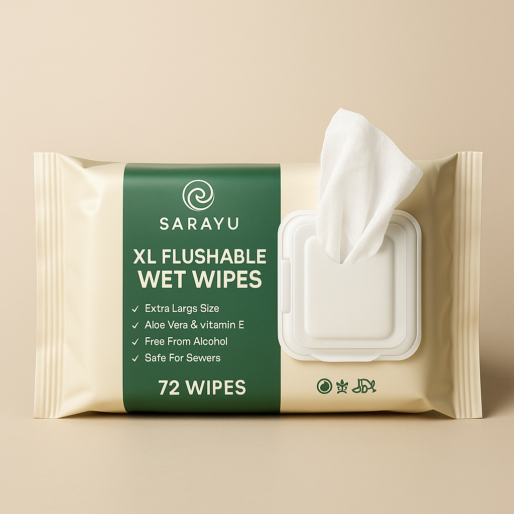 Sarayu XL Flushable Wet Wipes (2 pack)